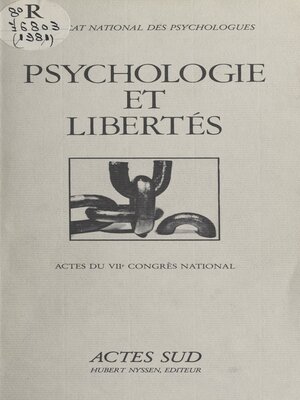 cover image of Psychologie et libertés